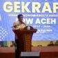 Asisten III Setda Aceh, Muhammad Diwarsyah,  menyampaikan sambutan Gubernur pada pelantikan Dewan Pengurus Wilayah Gerakan Ekonomi Kreatif Nasional (GEKRAFS) Provinsi Aceh Jumat, 20 Juni 2025, di Anjong Mon Mata, Banda Aceh.(Foto:Dok.Biro Adpim Setda Aceh). 