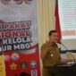 Wakil Gubernur Aceh, Fadhlullah, SE menghadiri sekaligus menyampaikan sambutan pada Duek Pakat Nasional Tata Kelola Dapur Makan Bergizi Gratis (MBG) di Balai Sidang Fakultas Ekonomi dan Bisnis USK, Senin, 07/07/2025.(Foto:Dok.Biro Adpim Setda Aceh)