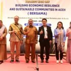 Asisten II Sekdakab Aceh Besar Bidang Perekonomian dan Pembangunan, M. Ali, S.Sos., M.Si., menghadiri peluncuran proyek Ersaka FBA di The Pade Hotel, Darul Imarah, Aceh Besar, Selasa (26/8/2025). FOTO/MC ACEH BESAR