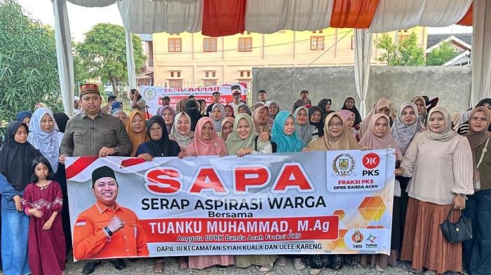 Ketua Fraksi PKS DPRK Banda Aceh, Tuanku Muhammad saat Launching Program SAPA di halaman Rumah Aceh Lambada Kupi, Gampong Pineung, Sabtu 20/9/2025 (Foto:Dok.Ist)