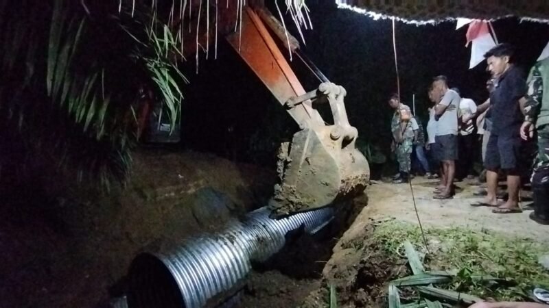 Penampakan Jembatan ARMCO bantuan Kasad Tahap I di Desa Alue Gadeng Dua, Kecamatan Birem Bayeun, Aceh Timur, Senin (22/12/2025).