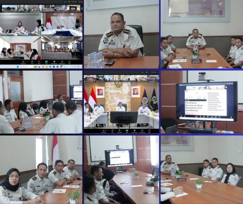 Plh. Kepala Kantor Wilayah Ditjenpas Maluku Utara Yunus Maraden bersama jajaran mengikuti rapat virtual dengan Direktur Pembinaan Narapidana dan Anak Binaan Kemenimipas RI, membahas Program Pendidikan Kesetaraan bagi Narapidana dan Anak Binaan, Rabu (21/1/2026).