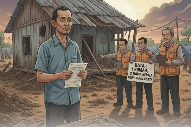 Warga penyewa rumah korban banjir bandang di Aceh Tamiang tampak membersihkan sisa lumpur di hunian yang mereka tempati, di tengah ketidakpastian akses bantuan rehabilitasi akibat terkendala verifikasi pemilik rumah, Kamis, 15 Januari 2026.