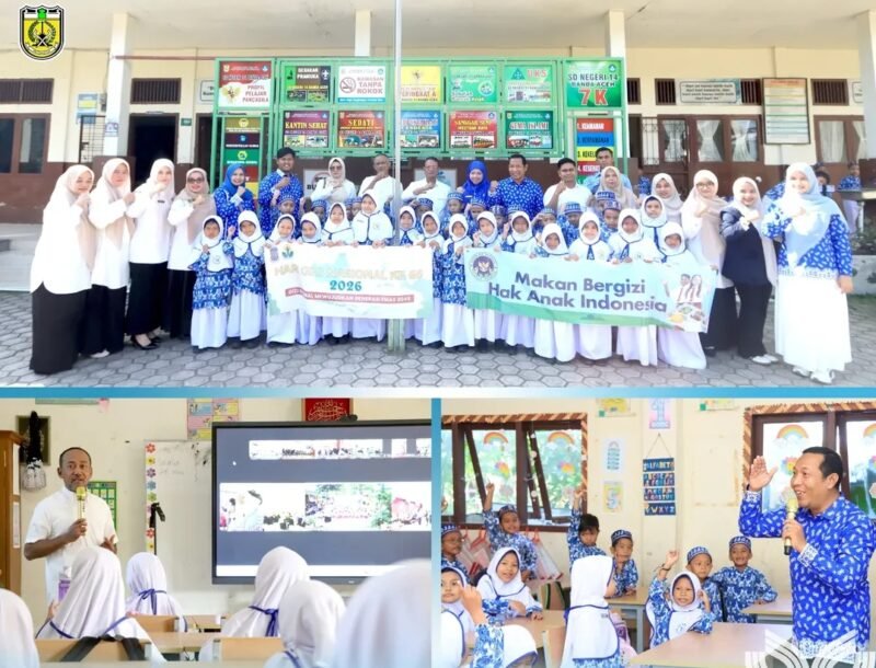 Sekretaris Disdikbud Kota Banda Aceh, Teuku Erwin Irham, didampingi jajaran Disdikbud dan Ketua DPC Persagi Banda Aceh, saat membuka Edukasi Gizi Serentak dalam rangka Hari Gizi Nasional ke-66 di SD Negeri 14 Banda Aceh, Rabu (21/1/2026).