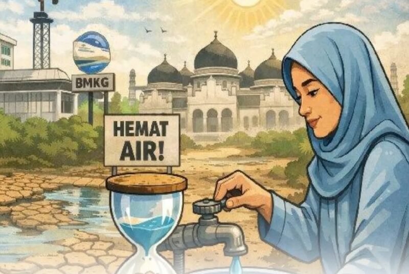 Kondisi langit cerah di wilayah Aceh menandai penurunan curah hujan. BMKG mencatat hampir seluruh wilayah Aceh mengalami hujan kategori rendah dan mengimbau masyarakat agar bijak menggunakan air bersih.(24/01/2026).