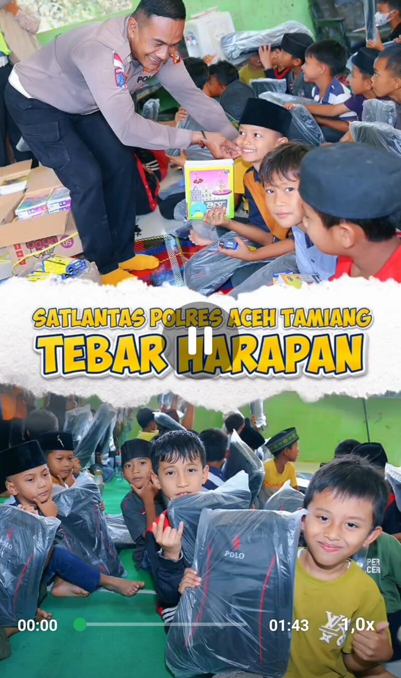 Satlantas Polres Aceh Tamiang menyalurkan bantuan pendidikan kepada pelajar yang terdampak banjir besar di Kabupaten Aceh Tamiang. Kegiatan tersebut berlangsung di SD Islam Terpadu Ainul Marimiah, Kampung Tupah, Kecamatan Karang Baru, Rabu, 28 Januari 2026.