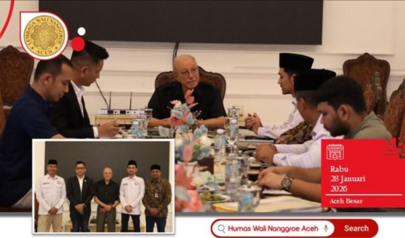 Wali Nanggroe Aceh, Tgk. Malik Mahmud Al-Haytar, menerima audiensi Komisi Penyiaran Indonesia Aceh (KPIA) di Aceh Besar, Rabu (28/1/2026), membahas pentingnya regulasi penyiaran digital guna menjaga moral generasi muda Aceh.