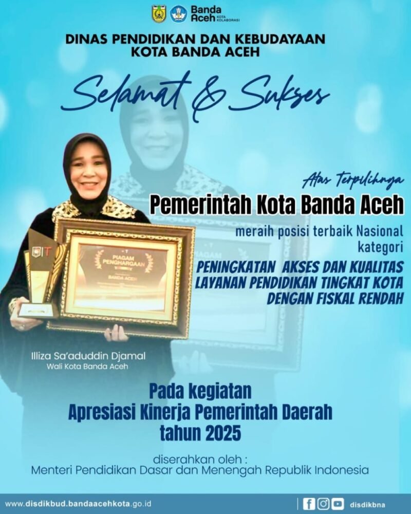 Pemko Banda Aceh Raih Penghargaan Nasional untuk Akses Pendidikan Inklusif, Wali Kota Illiza Sa'aduddin Djamal terima penghargaan dari Mendikbud, Jumat 16/1/2026