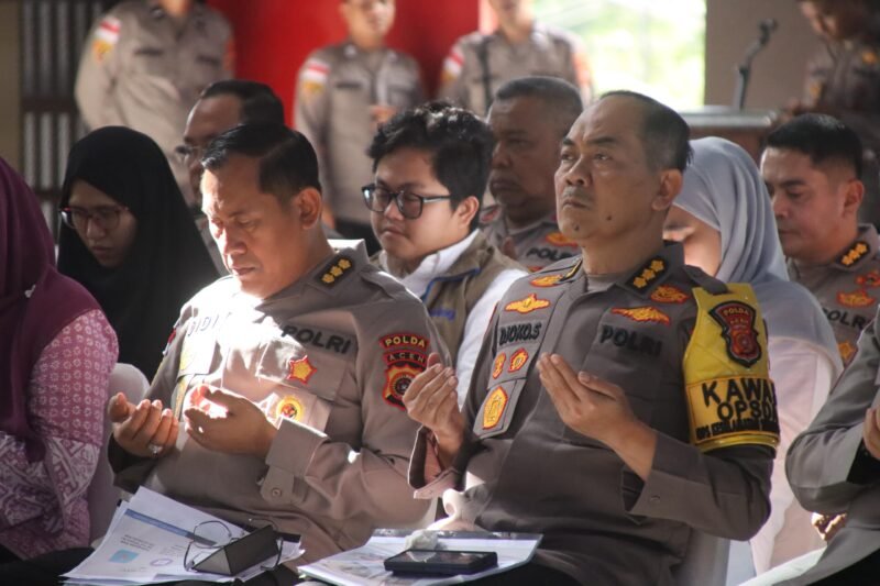 Presiden Republik Indonesia Prabowo Subianto meresmikan secara virtual Gedung Ketahanan Pangan Tipe 654 milik Polda Aceh di SPN Polda Aceh, Seulawah, Aceh Besar, Jumat (13/2/2026).