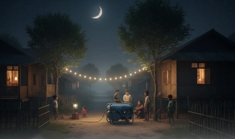 Petugas PLN melakukan pengecekan genset darurat di salah satu gampong terdampak bencana di Aceh guna memastikan pasokan listrik tetap tersedia bagi warga.(10/2/2026).