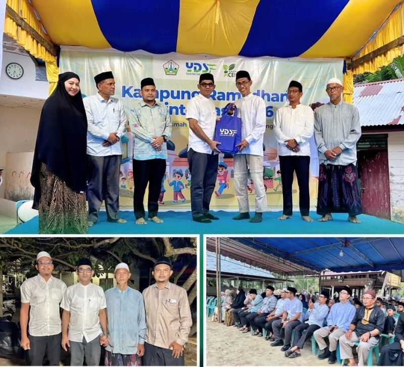 Plh Kadis Pendidikan Dayah Aceh, Muhsin, S.Pd.I., M.Pd.I., menghadiri launching Program Kampung Ramadhan Terintegrasi dukungan Yayasan Aceh Hijau dan YDSF di Dayah Asy-Syafi’iyah, Gampong Blang Panjo, Kecamatan Kuta Blang, Kabupaten Bireuen, Minggu (1/3/2026).