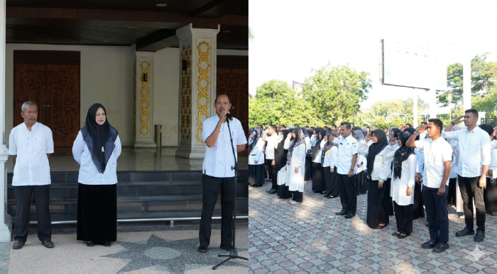 Sekretariat DPRA gelar apel perdana pasca Idul Fitri, fokus pada penegakan disiplin ASN dan pelayanan publik prima, Rabu 25/03/2026.