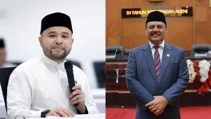 Wakil Ketua DPRA dan Anggota Komisi VI saat memberikan keterangan pers terkait apresiasi kelulusan 100 siswa Aceh dalam jalur seleksi nasional masuk PTN tahun 2026 yang diumumkan serentak pada 4 April lalu.