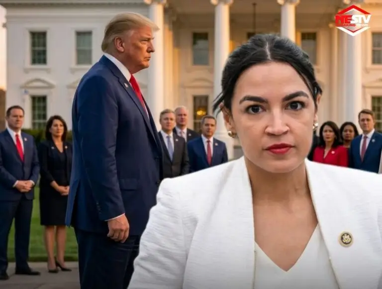 Anggota Kongres dari Partai Demokrat, Alexandria Ocasio-Cortez (AOC), saat memberikan pernyataan terkait kebijakan luar negeri AS. AOC menilai gencatan senjata yang diumumkan Presiden Trump terhadap Iran tidak memiliki makna substantif.