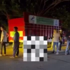 Kondisi lokasi kecelakaan maut yang melibatkan sepeda motor dan dump truk di kawasan Blang Jaroe, Kecamatan Indrapuri, Aceh Besar, Sabtu (11/04/2026) malam.