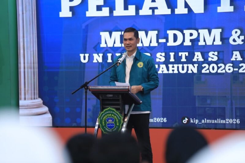 Sekda Aceh, M. Nasir, S.IP, MPA menghadiri dan sekaligus memberi sambutan pada pelantikan MPM-DPM & PEMA Universitas Al Muslim Tahun 2026-2027 di Bireuen, Rabu, 20 Mei 2026.