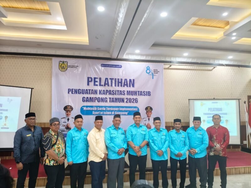 Wawali Banda Aceh Afdhal Khalilullah buka Pelatihan Muhtasib Gampong Kamis (7/5/2026), dorong peran aktif cegah judi online-narkoba dan perkuat pengawalan Syariat Islam di gampong.
