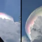 Penampakan gradasi warna warni yang menghiasi langit di kawasan Jonggol, Bogor, Jumat (1/5/2026). 