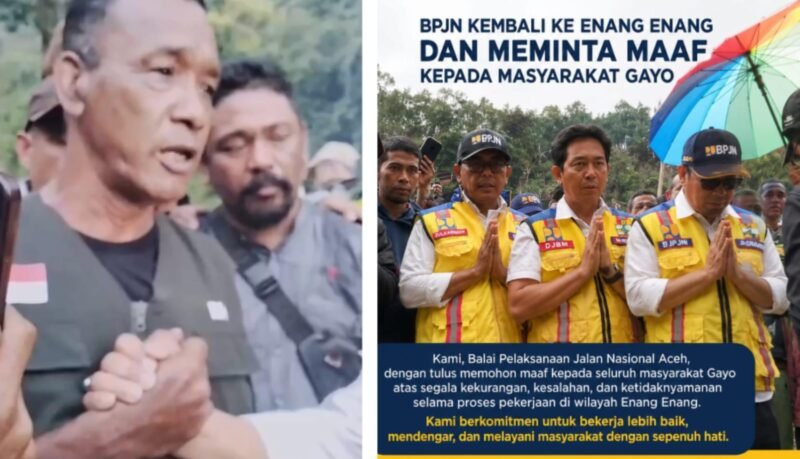 Kepala BPJN Aceh, Zulkarnaini, saat meninjau langsung jalur nasional Bireuen–Takengon di kawasan Enang-Enang, Kecamatan Pintu Rime Gayo, Bener Meriah, Kamis (25/6/2026). Dalam kunjungan tersebut, pihak BPJN menyampaikan permohonan maaf terbuka dan memastikan akses jalan vital penghubung Dataran Tinggi Gayo ini tetap dibuka normal dengan pembatasan tonase. 