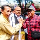 Arjuna Putra (Aceh Barat Daya) dan Arjuna Fahlefi (Pidie Jaya) saat menghadiri acara penyambutan Ketua PSI di Banda Aceh. Kehadiran