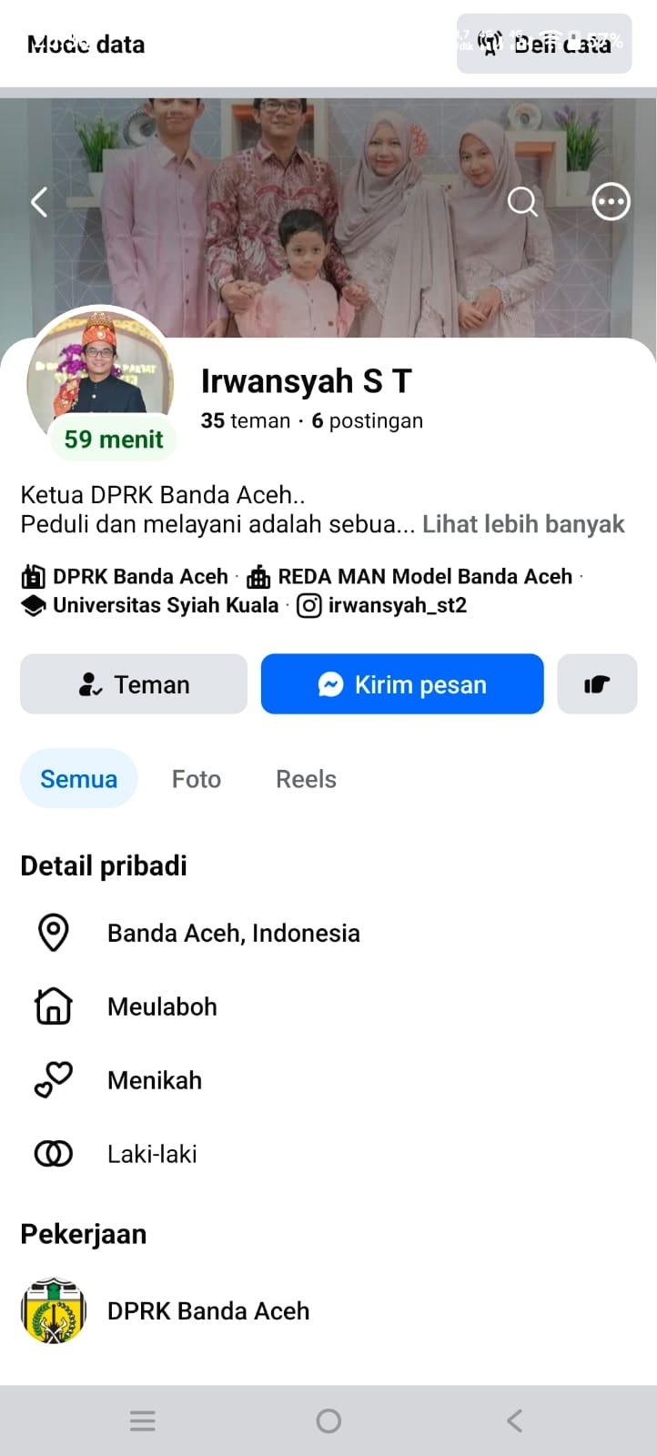 Ketua DPRK Banda Aceh, Irwansyah ST, mengimbau masyarakat untuk mewaspadai aksi penipuan yang mencatut nama, foto, hingga foto keluarganya melalui akun media sosial dan nomor WhatsApp palsu. Masyarakat diminta langsung melakukan verifikasi jika menerima pesan mencurigakan.