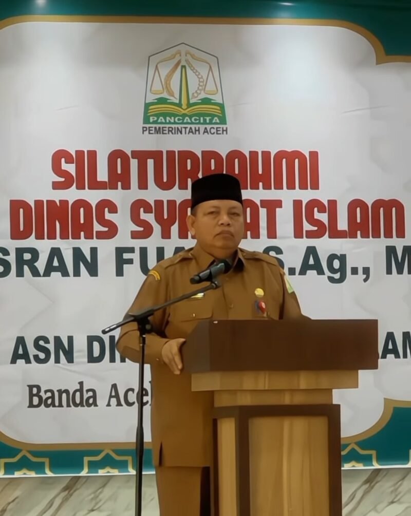 Kepala Dinas Syariat Islam Aceh Dr. Misran Fuadi, S.Ag., M.A.P. memimpin silaturahmi perdana bersama seluruh ASN dan tenaga kontrak DSI Aceh di Aula Utama Banda Aceh, Senin 29/6/2026. 