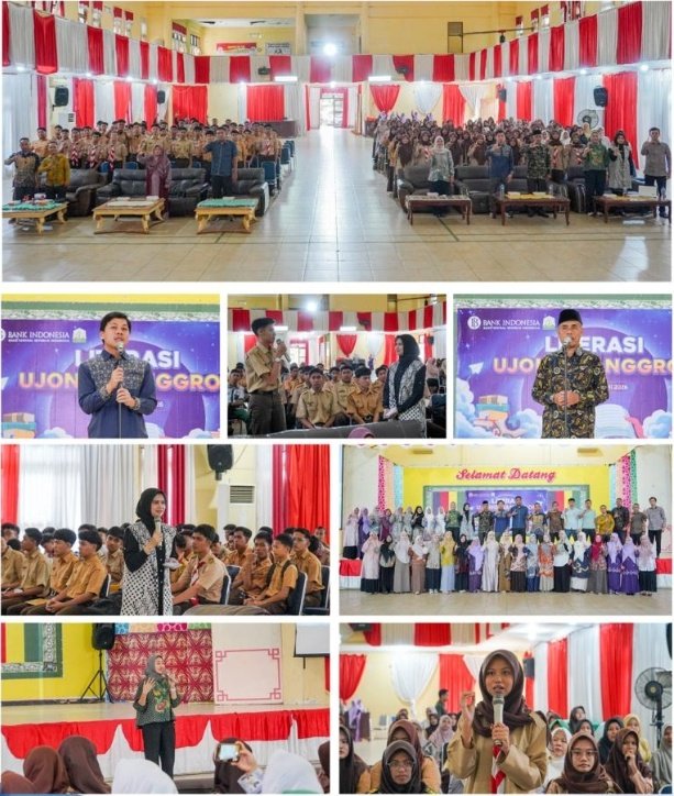 Suasana interaktif sesi edukasi Literasi Ujong Nanggroe di Rumoh Agam, Tapaktuan, Sabtu (18/7/2026). Melalui kegiatan ini, Bank Indonesia Aceh membekali generasi muda dengan pemahaman pelindungan konsumen PeKA (Peduli, Kenali, Adukan) serta kesadaran keamanan digital (digital safety) dalam bertransaksi nontunai.