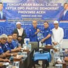 Sebanyak 21 DPC menyatakan dukungan kepada Sayuti saat dirinya resmi mendaftarkan diri sebagai bakal calon Ketua DPD Demokrat Aceh, Selasa (11/8/2026)