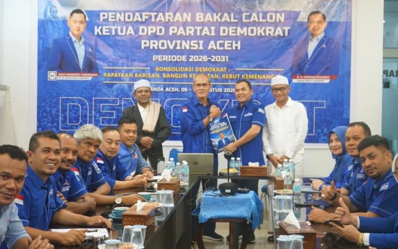 Sebanyak 21 DPC menyatakan dukungan kepada Sayuti saat dirinya resmi mendaftarkan diri sebagai bakal calon Ketua DPD Demokrat Aceh, Selasa (11/8/2026)