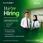 Gedung Kantor Pusat PT Bank Aceh Syariah di Banda Aceh. Bank Aceh Syariah resmi membuka rekrutmen pegawai baru jalur Officer Development Program (ODP) tahun 2026 untuk posisi Account Officer, Legal Officer, dan IT Officer hingga 23 Agustus 2026.