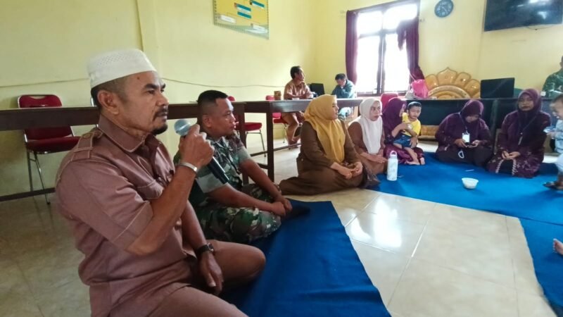 Satgas TMMD Reguler ke-129 Kodim 0107/Aceh Selatan menggelar penyuluhan pencegahan stunting di Desa Beutong, Kecamatan Labuhanhaji Timur, Selasa 4 Agustus 2026