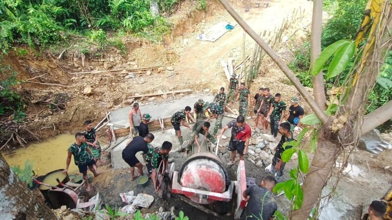 Satgas TMMD Reguler ke-129 Kodim 0107/Aceh Selatan tancap gas mengejar target pembangunan sasaran fisik. Sabtu (8/8/2026), 