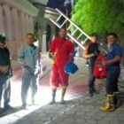 Petugas Pemadam Kebakaran dan Penyelamatan (DPKP) Kota Banda Aceh mengevakuasi sarang tawon yang meresahkan warga di Cot Mesjid, Kecamatan Lueng Bata, Kamis (6/8/2026) malam.