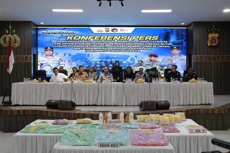 Direktorat Reserse Narkoba Polda Aceh menggagalkan peredaran narkotika skala besar di Simpang Cibrek, Kecamatan Syamtalira Aron, Aceh Utara