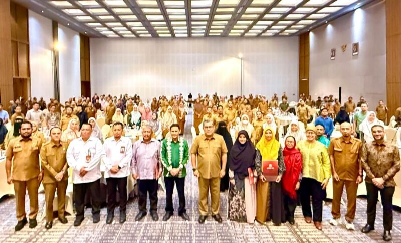 Suasana Forum Satu Data Aceh yang dihadiri perwakilan Satuan Kerja Perangkat Aceh (SKPA) dan pemerintah kabupaten/kota se-Aceh di Hotel The Pade, Darul Imarah, Aceh Besar, Selasa (11/8/2026).