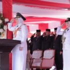 Wali Kota Banda Aceh Illiza Sa’aduddin Djamal memimpin Upacara Penurunan Bendera Merah Putih HUT ke-81 Kemerdekaan RI di Lapangan Blang Padang, Senin sore (17/8/2026).