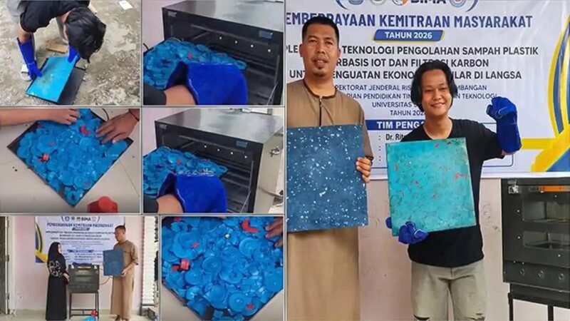 Tim dosen Universitas Samudra (Unsam) Langsa menghadirkan inovasi teknologi pengolahan limbah plastik berbasis IoT di Desa Sidodadi, Jumat (21/8/2026).