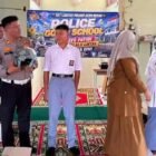 Satlantas Polres Aceh Besar menggelar edukasi keselamatan berlalu lintas di SMK Negeri 1 Jantho, Senin (24/8/2026).