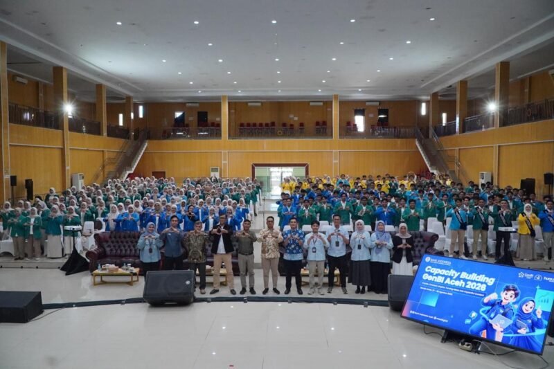 Pelaksanaan Capacity Building GenBI Aceh 2026 yang diikuti 413 mahasiswa dari enam perguruan tinggi di Banda Aceh, Jumat (28/8/2026).