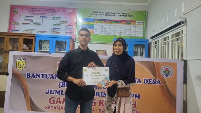 Pemerintah Gampong Keudah, Kecamatan Kuta Raja menyalurkan Bantuan Langsung Tunai Dana Desa untuk bulan September dan Oktober 2026 pada Kamis (3/9/2026).