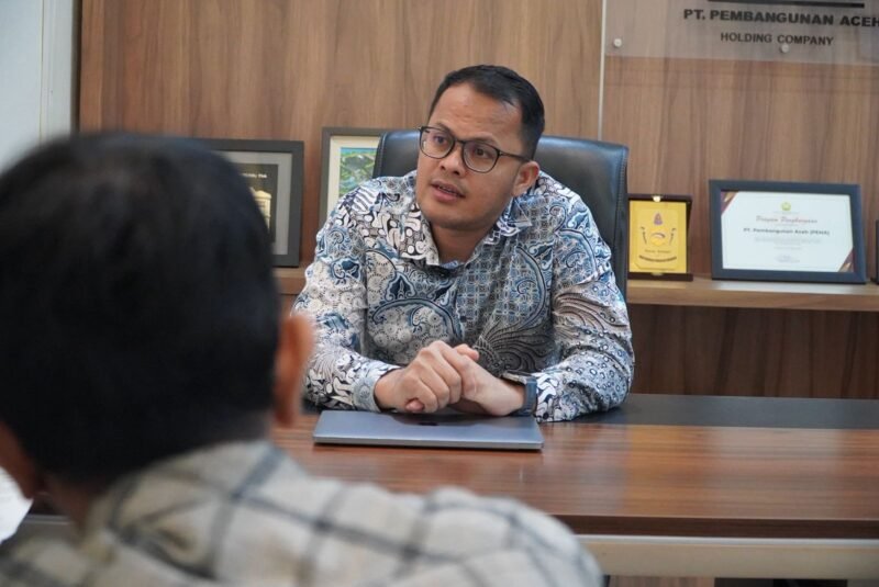 Direktur Utama PT PEMA, Faisal Ilyas, memberikan keterangan terkait kesiapan PT PEMA dalam mendukung dan mematangkan kajian pembukaan jalur pelayaran rute Krueng Geukueh–Penang.