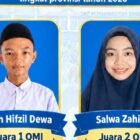Dua siswa SMP Muhammadiyah Singkil, Fatih Hifzil Dewa dan Salwa Zahira, berhasil lolos ke Olimpiade Madrasah Indonesia tingkat Provinsi Aceh 2026.