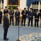 Presiden Prabowo Subianto melantik Wakil Menteri Keuangan Suahasil Nazara menjadi Menteri Keuangan menggantikan Purbaya Yudhi Sadewa di Istana Negara Jakarta, Senin (14/9/2026).