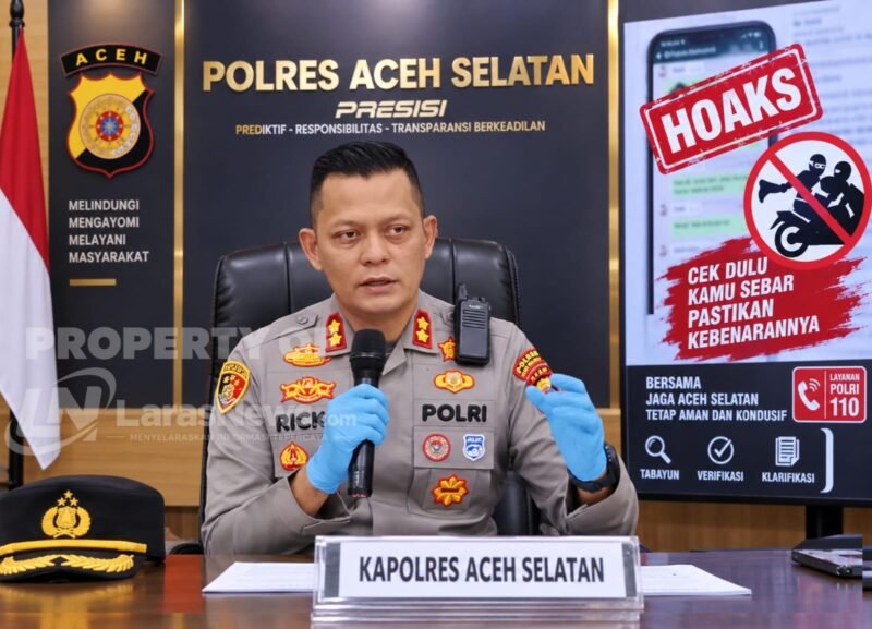 Kapolres Aceh Selatan AKBP T. Ricki Fadlianshah memastikan isu pembegalan di sejumlah kecamatan yang viral di medsos dan grup WhatsApp adalah hoaks.