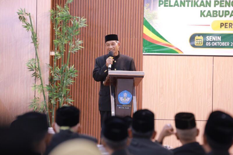 Syech Muharram lantik pengurus di BGTK Lubok 5/10/2026, tekankan jaga adat, bahasa, syariat, jangan cuma seremonial, bina sampai gampong.