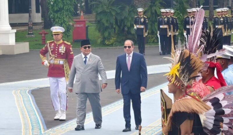 Presiden Prabowo Subianto terima Presiden Mesir Abdel Fattah el-Sisi di Istana Merdeka, Minggu siang.