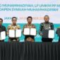 penandatanganan tiga kerja sama dalam rangkaian BSI International Expo 2026 di Jakarta International Convention Center (JICC), Senayan, Jakarta, Sabtu (24/10/2026). Foto: Humas BSI
