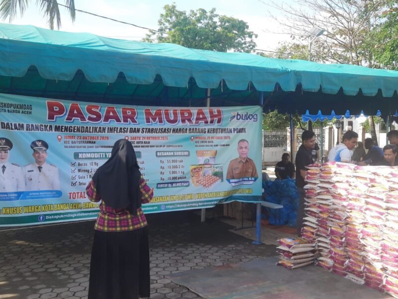 Pemko Banda Aceh melalui Diskopukmdag kembali gelar Pasar Murah di Halaman Masjid Bani Salim, Gampong Lampaseh Kota, Sabtu 24/10/2026, 